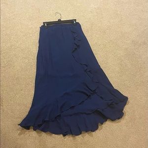 Cute Girls Navy Belted Gauze Maxi Skirt